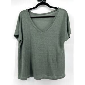 Pistache 100% Linen Short Sleeve T-Shirt Size S Green Blouse Made in Italy